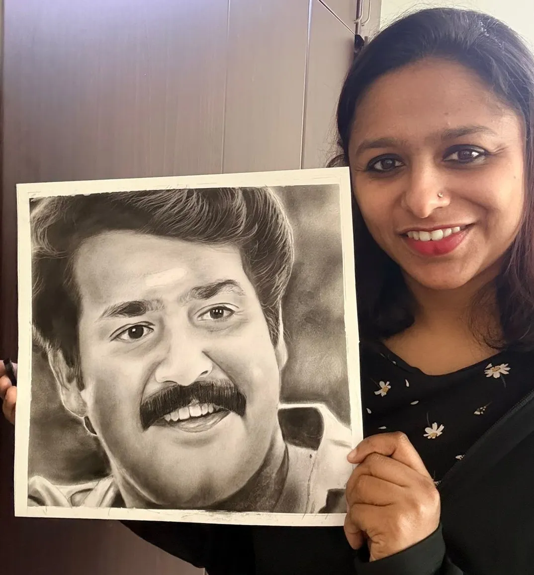 Anisha with a finished portrait