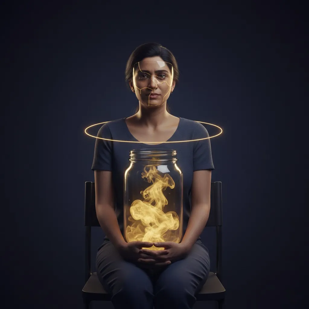 Woman sitting thoughtfully