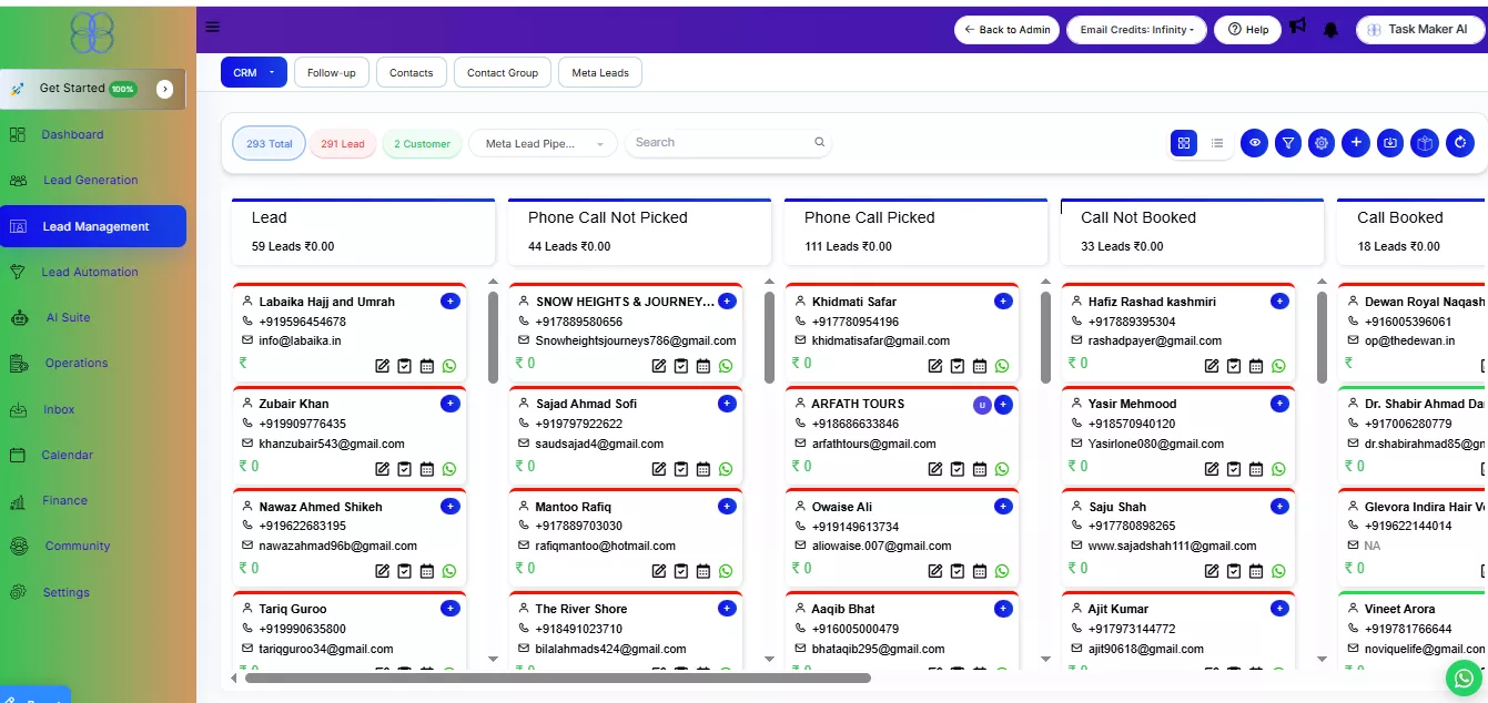 Smart CRM for leads and clients