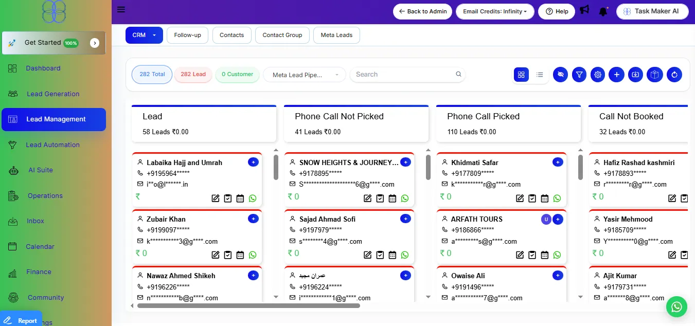 Smart CRM for leads and clients