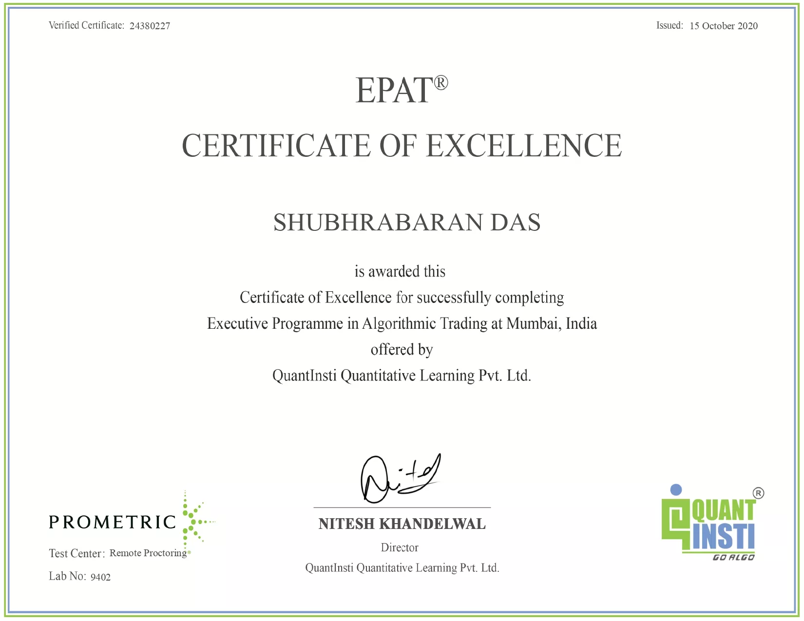 IPAT Certificate