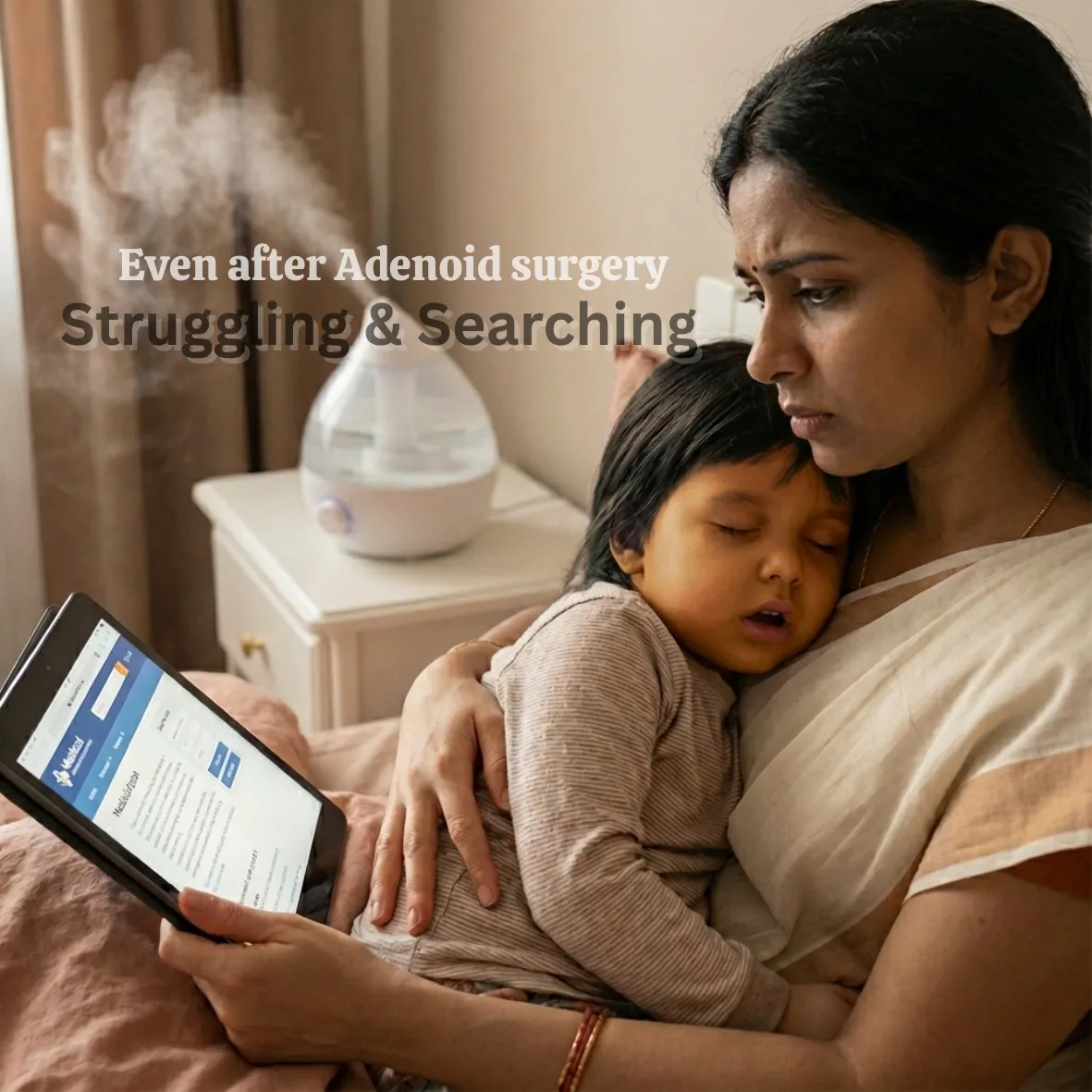 Happy child breathing well