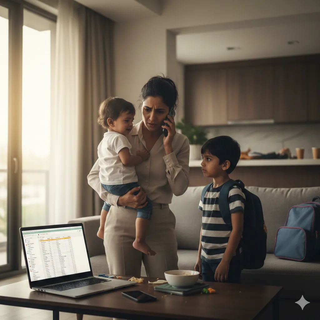 Overwhelmed working woman