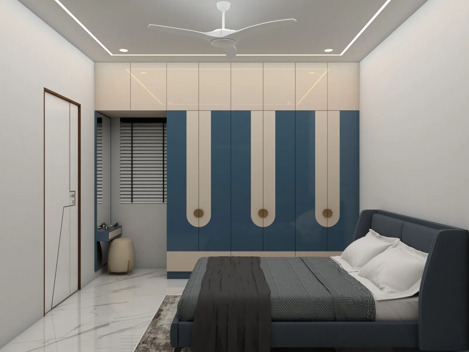 Confident real estate agent presents modern home to elated family, sealing the deal with a smile.