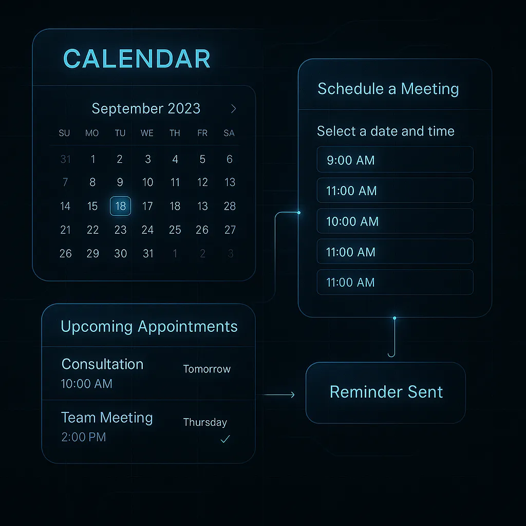 Calendar booking interface preview
